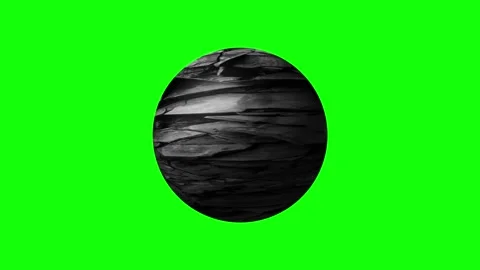 Slowly Rotating Layered Dark Rock Textured Sphere on Green Screen Stock Footage 340151309
