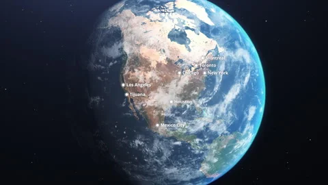 Slowly rotation of Earth as seen from space showing North America. Aerial view. Video stock 275933747
