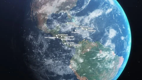 Slowly rotation of Earth as seen from space showing Central America. Aerial view Video stock 275944016