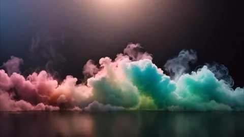 Slowly spreading clouds of slightly colored smoke on a dark background, mir.. Stock Footage 273954319