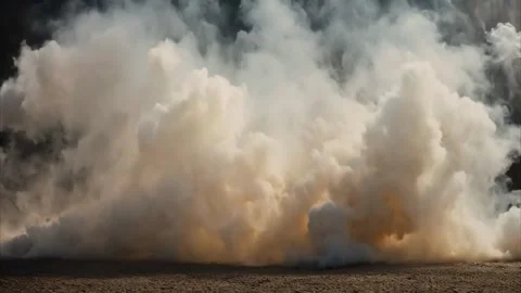 Slowly spreading clouds of white smoke from dry ice outside during the day. Stock Footage 273954235