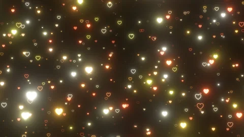 Slowly Traveling Through Millions Of Tiny Golden Glowing Neon Hearts 스톡 동영상 343329312