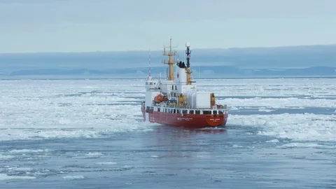 Slowly Trudging Through Thick Ice Stock Footage 120917002