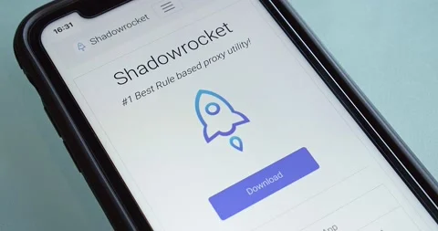 Slowly zoom out Shadowrocket app seen in its website on iPhone Stock Footage 238648980