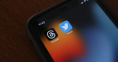 Slowly zoom out Threads app and Twitter ... | Stock Video | Pond5