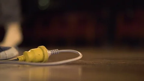 SLOWMO Cable Plug On Ground Static Steps 1080p Rec 709 Stock Footage 101769950