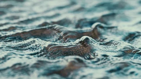 Slowmo closeup of the surface of a little stream with reflecting water texture Video stock 241013698