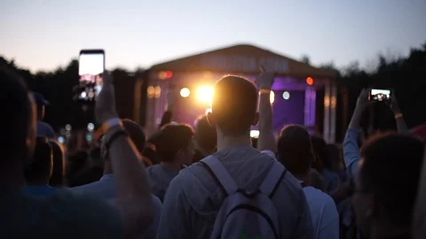 SLOWMO Crowd at open air in the evening summer time Stock Footage 127895786