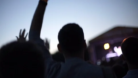 SLOWMO Crowd at open air in the evening summer time Stock Footage 127896570