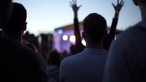 SLOWMO Crowd at open air in the evening summer time Stock Footage 127896646