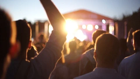 SLOWMO Crowd at open air in the evening summer time Stock Footage 127896675