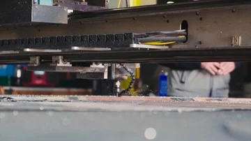 Slowmo Industrial Metal CNC Behind Drill Pan Stock Footage
