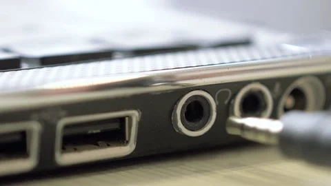 Slowmo Insert Cable Jack Adapter To Mini Jack Stock Footage 159994491