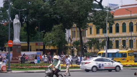 Slowmo of roundabout at post office Stock Footage 97206350