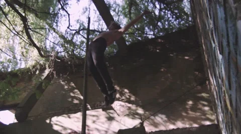 Slowmotion Backflip Gainer Stock Footage 62064090