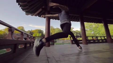 Slowmotion Backflip Twist. Stock Footage 58005170