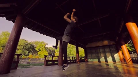 Slowmotion Backflip Twist Stock Footage 58005219