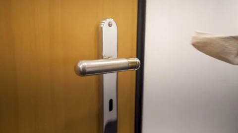 Slowmotion Cleaning Door Handle Stock Footage 128154280