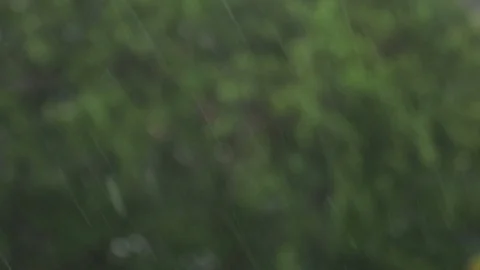 SLOWMOTION Close Up of Heavy Raindrops Stock Footage 129368486