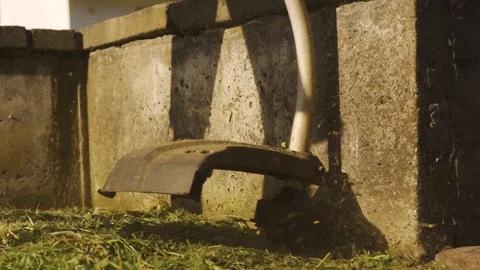 Slowmotion Cutting The Lawn Stock Footage 128188898
