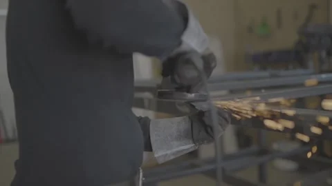 Slowmotion with grinder creating sparks Stock Footage 170441447