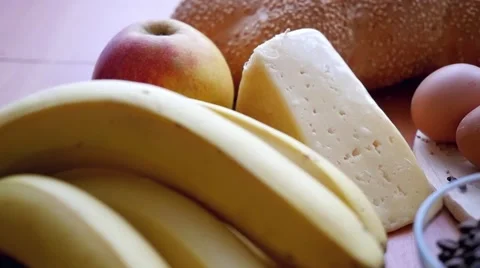 Slowmotion. Healthy breakfast on the table close up Stock-Footage 49957171