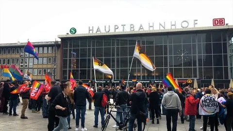 Slowmotion LGBT Protest Cologne Central Station Stock Footage 108402441