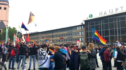 Slowmotion LGBT Protest Cologne Stock Footage 108402720