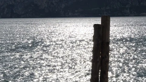 Slowmotion of the light on "Garda" lake, Italy Stock Footage