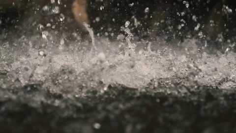 Slowmotion macro of water drops and splashes Stock Footage 145718019