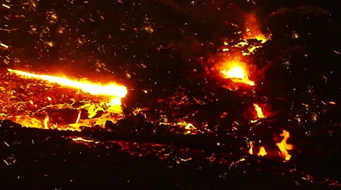 Slowmotion of melted iron particles.  Stock Footage 54931633