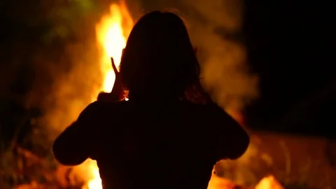 Slowmotion. oriental fire dance Stock Footage 93398836