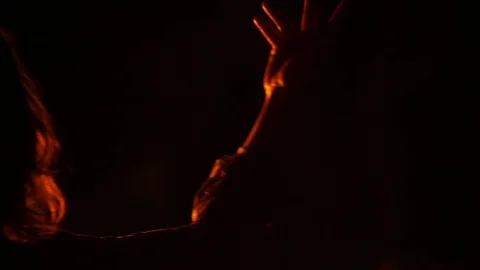 Slowmotion. oriental fire dance Stock Footage 93398951