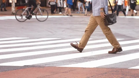 Slowmotion - People walking on the sidewalk Stock Footage 89005402