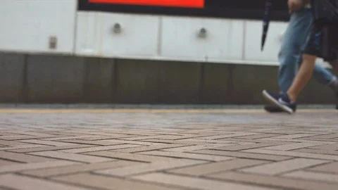 Slowmotion - People walking on the sidewalk Stock Footage 89005433
