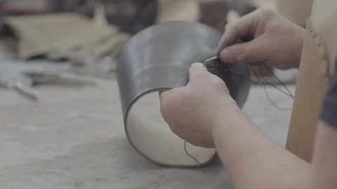 Slowmotion Stable Shot Stitching in Fabric Stock Footage 125893019