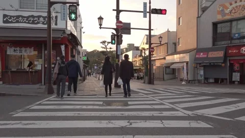Slowmotion walking following people while walking crossing street in downto.. Stock Footage 245326523