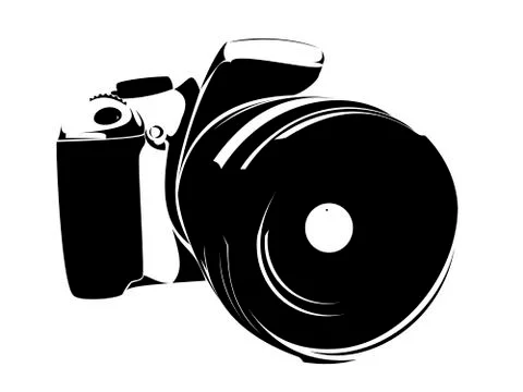 SLR camera, logo black on a white background Stock Illustration