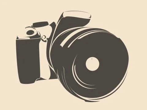 SLR camera, logo black on a white background Stock Illustration