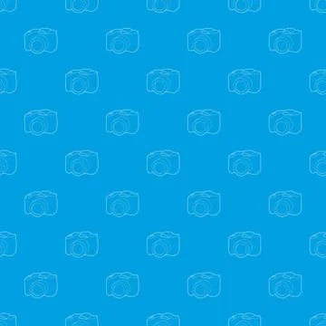 SLR camera pattern seamless blue Illustrazione stock