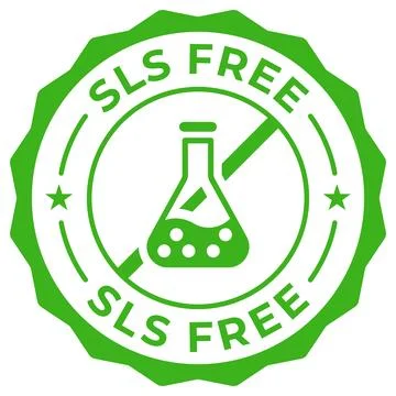 SLS / SLES free label vector icon illustration. Silicone, paraffin, paraben.. Stock Illustration