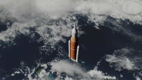 SLS solid rocket boosters separation 3D animation Stock Footage 337898814