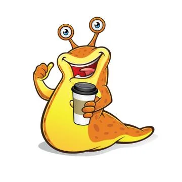 Slug with a cup of coffee 스톡 일러스트