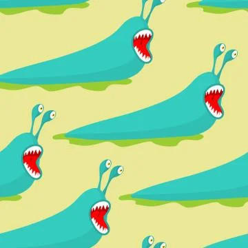 Slug seamless pattern. Monsters Insects pests ornament. Stock Illustration