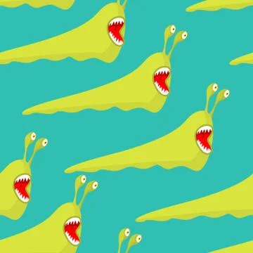 Slug seamless pattern. Monsters Insects pests ornament. Stock Illustration