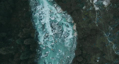 Sluggish River Top view Stock Footage 164700293