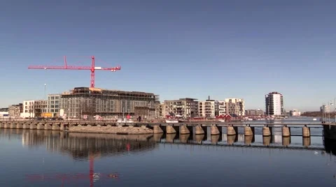 The sluice gates and weir system in the South Harbour of Copenhagen Stock-Footage 47880935