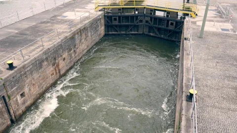 Sluice in the Main River Stock Footage 111363619