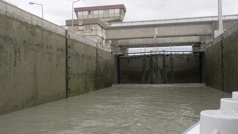 Sluice on the river Danube Stock Footage 115945786