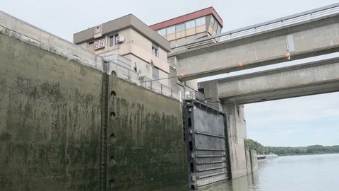 Sluice on the river Danube Stock Footage 115946240